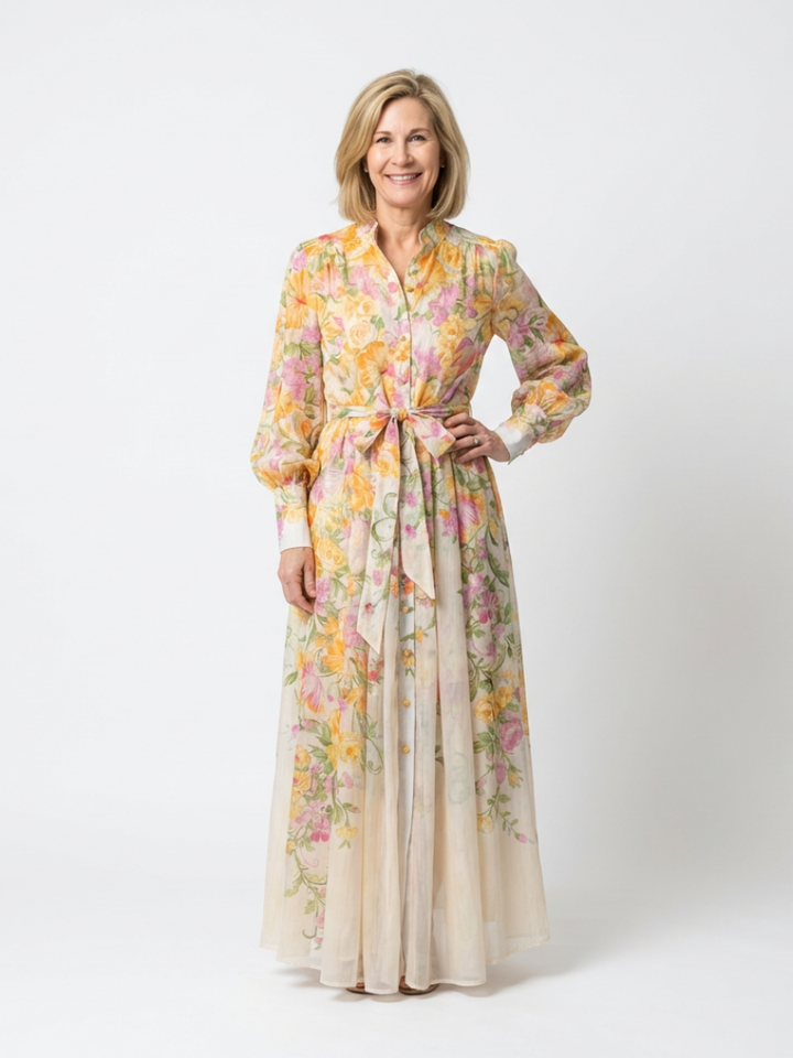 CRESSIDA | FLORAL SHEER LONG SLEEVE MAXI DRESS
