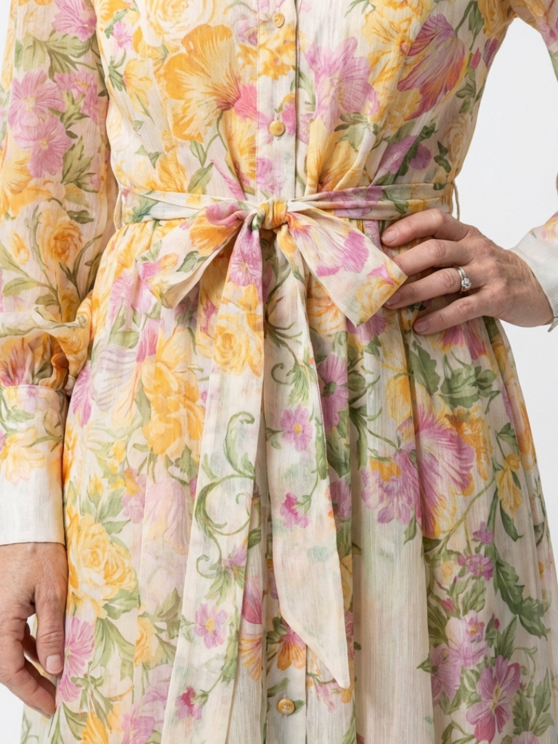CRESSIDA | FLORAL SHEER LONG SLEEVE MAXI DRESS