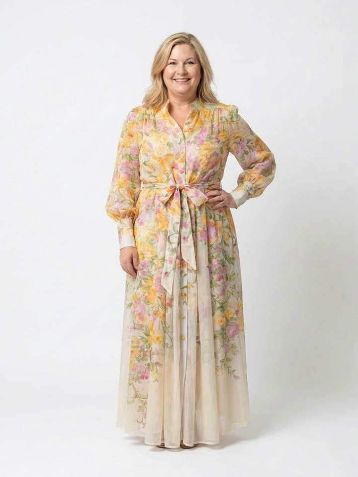 CRESSIDA | FLORAL SHEER LONG SLEEVE MAXI DRESS