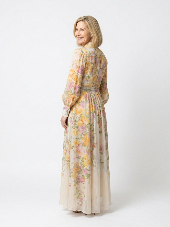 CRESSIDA | FLORAL SHEER LONG SLEEVE MAXI DRESS