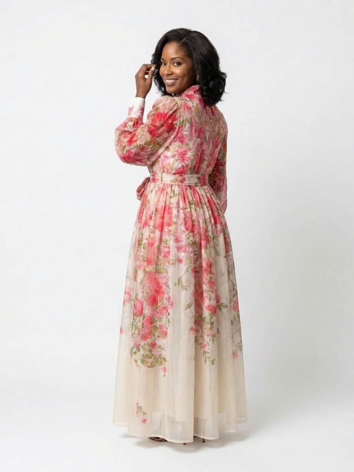 CRESSIDA | FLORAL SHEER LONG SLEEVE MAXI DRESS