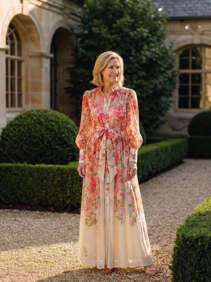 CRESSIDA | FLORAL SHEER LONG SLEEVE MAXI DRESS